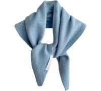 DSAoTeng Triangle Scarf for Women - Fall Winter Knitted Wool Blend Shawl Wrap Small Cape with Tassel Cozy Soft Warm Neck Shoulder Cover Cashmere Feel Downtown Girl Outfit Accessory (Misty Blue)