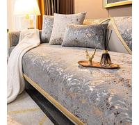 DSAoTeng Upgraded Couch Covers - Luxury Gold Stamping Velvet Sofa Cushion Pads Non Slip Washable Sectional Couch Slipcover Furniture Protector for Pets Living Room All Seasons (#1,70x90cm)