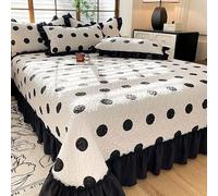 DSAoTeng Vintage Ruffle Bedspread Sheet - French Country Floral Quilted Bed Cover with Lace Edge, Soft Cotton 3-Layer Padded Design for All Seasons Bedroom Home Decor (#2,260x245cm)