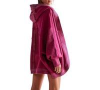 DSAoTeng Women’s Oversized with Pockets Open Front Hooded Jacket-Casual Vintage Warm Long Sleeve Hoodie Cardigan for Fall Winter Outdoor Lounge (Rose,S)