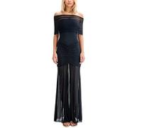DSAoTeng Women’s Sexy Maxi Dress - Summer Off Shoulder Mesh Patchwork High Ruched Waist Bodycon Long Dresses, Strapless Semi Sheer Bandage Evening Gown for Party Cocktail (Black,L)