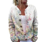 DSAoTeng Women's Christmas Sweaters Warm Open Front Button Knitted Cardigan-Stylish Cozy Jacket Fall Knitwear for Holiday Parties (Rose Gold,S)