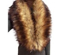 DSAoTeng Women's Fake Faux Fur Scarf Wrap Shawl Shrug-Classic Extra Large Warm Faux Fur Collar Scarf Wrap Stole for Winter Wedding Party (Brown)