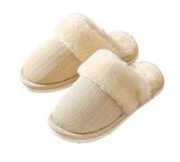 DSAoTeng Women's Fuzzy Collar House Slippers for Indoor - Autumn Winter Memory Foam Plush Lining House Shoes Soft Fluffy Warm Non-Slip Outsole for Home Bedroom Use (#5,5)