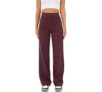 DSAoTeng Women's High Waist Stretch Pants - Spring Casual Stretchy Straight Leg Trousers with Multiple Pockets, Button Elastic Waist Flexi Pants for Work Business Everyday Wear (Purple,3XL)