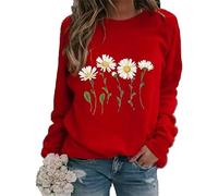 DSAoTeng Womens Sweatshirt 3D Daisy Print Jumper Flower Pattern Long Sleeve Pullover Casual Loose Tops (L,# 8)