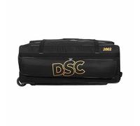 DSC 2002 Cricket Wheelie Kitbag | Color: Black & Gold | Size: 94 x 35.5 x 35.5 cm | for Men & Boys | Material: Polyester | 2 Padded Bat Pockets on The Back | Full Foam Padding