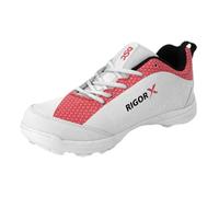 DSC Boys Rigor X Cricket Shoe, Rd23, 1 UK Narrow White Red