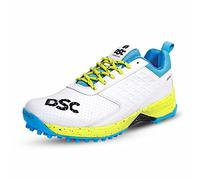 DSC Jaffa 22 Cricket Shoes | White/Lime - Yellow | for Boys and Men | Lightweight | Embossed Design | 7 UK, 8 US, 41 EU