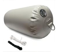 DSCRAFT Inflatable Boat Fender Light Grey 30 cm x 110 cm - Heavy Duty Marine Shock Absorber Made of PVC - Includes Rope & Valve Wrench for Inflatable Boat, Yacht, Pontoon Boat - Durable & Airtight