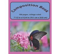 dscraftyhands Butterflies, Pink Cover, back to school, 100 page, 2 sided, 7 1/2 x 9 3/4 in, wireless, college ruled composition book/ Journal