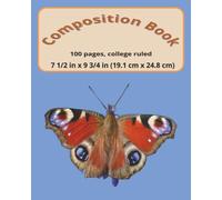 dscraftyhands Butterfly Turquoise, back to school, 100 page, 2 sided, 7 1/2 x 9 3/4 in, wireless, college ruled composition book/ Journal