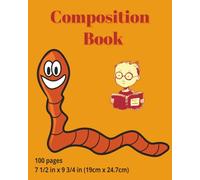 dscraftyhands Children's Book Worm, back to school, 100 page, 2 sided, 7 1/2 x 9 3/4 in, wireless, wide ruled composition book/ Journal