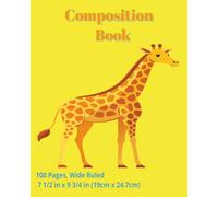 dscraftyhands Kids, Giraffe, Yellow & blue, back to school, 100 page, 2 sided, 7 1/2 x 9 3/4 in, wireless, wide ruled composition book/ Journal
