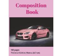 dscraftyhands Pink Cars, back to school, 100 page, 2 sided, 7 1/2 x 9 3/4 in, wireless, college ruled composition book/ Journal