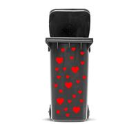 DSD Supplies ltd Bin Sticker Set Hearts, 37 outdoor decals in 2 sizes, self adhesive vinyl stickers for wheelie bin laptop car caravan waste container decor, font colour:silver