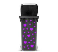 DSD Supplies ltd Bin Sticker Set Hearts, 37 outdoor decals in 2 sizes, self adhesive vinyl stickers for wheelie bin laptop car caravan waste container decor, font colour:purple