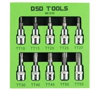 DSD TOOLS 10pc 3/8dr TorxStar Bit Socket Set 48mm (L) T10 to T55 DS1232