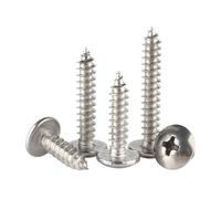 DSDBDNN 10/20/50pcs M3 M4 M5 M6 304 Stainless Steel Cross Recessed Truss Head Self Tapping Screw Phillips Mushroom Wood Screws(10mm,M4 x 20Pieces)