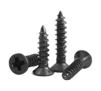 DSDBDNN 100/50/20pcs M1 .2 .4 .5 M2 .6 M3 M4 M5 Cross Black Carbon Steel Phillips Countersunk Flat Head Self-tapping Screw(4mm,M1.7 (100pcs))