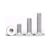 DSDBDNN 100pcs/lot 304 Stainless Steel CM Six-Lobe Torx Ultra Thin Super Low Flat Wafer Head Screw Bolt M1.6 M2 .5 M3 M4 M5 M6 M8(30mm x100pcs,M6)