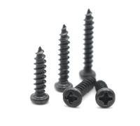DSDBDNN 100pcs M1 .2 .4 .5 .7 M2 .3 .6 M3 M4 M5 Black Carbon Steel Cross Phillips Round Head Self-tapping Screw(16mm,M3.5 (100pcs))
