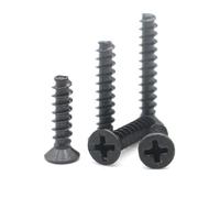 DSDBDNN 50-500pcs Black Carbon Steel M1 .2 M2 .3 .6 M3 M4 Mini Screw Phillips Cross Recessed Countersunk Head Self-tapping(5mm,M1.5 (200PCS))