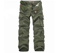 DSDFSVEW Military Tactical Pants, Men Multi-Pocket Washed Overalls, Baggy Cargo Pants For Men, Cotton Trousers Large Size Army Green 34