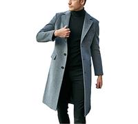 DSDFSVEW Over Knee Long Men's Slim Wool Coat Luxury Business Gentleman Pea Coat Male Trench Coat Overcoat