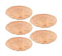 Dsdhuf 5 Pcs Bamboo Paper Plate Holder - 10 Inch Round Woven Plate Holder, Reusable Paper Plate Holders for Picnic Party