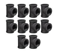 DSDS 10 PACK 3/4" Tee,Rustic Industrial Black Malleable Iron Pipe Tee for Pipe Shelf Furniture Home Decor