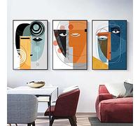 dsdsgog Abstract Face Geometric Canvas Painting Contemporary Posters and Print Wall Art Picture for Living Room Scandinavian Decor 50x70cmx3 Frameless