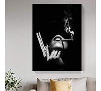 dsdsgog Black White Women Smoke Wall Art Canvas Paintings Posters and Prints Modern Pop Art Prints for Home Wall Decoracion Mural 40x60cm Frameless