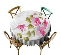 dsdsgog Christmas Tablecloth Flowers Exotic Branches Wild Diameter 36 Inch Round Polyester Tablecloth