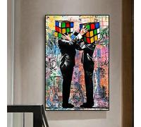 dsdsgog Graffit Art Rubik's Cube Prints Canvas Painting Wall Pictures for Living Room Wall Art Posters Prints Home Decor 60x80cm Frameless