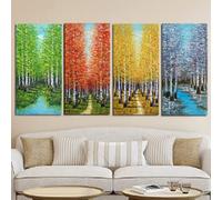 dsdsgog HD Print In Woods Spring Summer Autumn Winter Canvas Art Landscape Modern Painting Wall Picture for Living Room Posters 50x70cmx4 Frameless