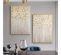 dsdsgog Modern Art Golden Money Tree Painting Canvas Painting Printed Luxury Flowers Posters for Living Room Decor 60x80cmx2 Frameless
