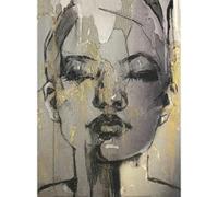 dsdsgog Modern Girl Face Gilt Black Line Canvas Painting Wall Art Pictures Posters and Prints Living Room Wall Home Bedroom Decor 80x110cm Frameless