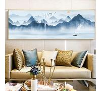 dsdsgog Mountain Boat Lake Panorama Landscape Canvas Painting Scandinavian Posters and Prints Wall Art Picture for Bedside Decor 30x90cm Frameless