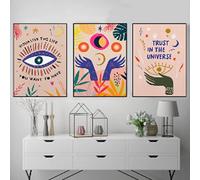 dsdsgog Trust In The Universe Motivational Quotes Poster Boho Canvas Painting Abstract Wall Art Picture for Living Room Home Decor 20x30cmx3 Frameless