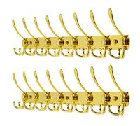 Dseap Coat Rack Wall Mount - 74cm Long 8-Tri-Hooks, Heavy Duty, Stainless Steel, Metal Coat Hanger Rail Wall Hooks for Coats Hats Clothing Clothes Purse Mudroom Entryway, Gold, Pack of 2