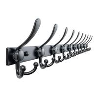 Dseap Coat Rack Wall Mount 94cm, Heavy Duty 2.5mm Base vs Flimsy 1mm, Double-Thick Solid Anti-Snap Hooks, Stainless Steel 10-Hook Hanger for Closet Entryway, Black