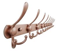 Dseap Coat Rack Wall Mount - 96cm Long 10-Tri-Hooks Heavy Duty Coat Hanger Rail Wall Hooks for Hanging Coats Hats Clothing Clothes Purse Mudroom Entryway, Rose Gold