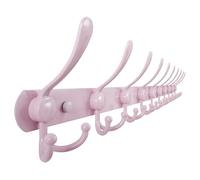 Dseap Coat Rack Wall Mount - 96cm Long 10-Tri-Hooks Heavy Duty Coat Hanger Rail Wall Hooks for Hanging Coats Hats Clothing Clothes Purse Mudroom Entryway, Pink