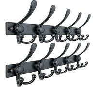 Dseap Coat Rack Wall Mount, Heavy Duty 2.5mm Base vs Flimsy 1mm, Double-Thick Solid Anti-Snap Hooks, Stainless Steel Hanger Organizer for Clothes Hat Entryway Closet, Black, Pack of 2