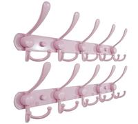 Dseap Coat Rack Wall Mounted - 5 Tri Hooks, Heavy Duty, Stainless Steel, Metal Coat Hook Rail for Coat Hat Towel Purse Robes Mudroom Bathroom Entryway (Pink, Pack of 2)