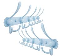 Dseap Coat Rack Wall Mounted - 5 Tri Hooks, Heavy Duty, Stainless Steel, Metal Coat Hook Rail for Coat Hat Towel Purse Robes Mudroom Bathroom Entryway (Blue, Pack of 2)