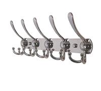 Dseap Coat Rack Wall Mounted - 5 Tri Hooks, Heavy Duty, Stainless Steel, Metal Coat Hook Rail for Coat Hat Towel Purse Robes Mudroom Bathroom Entryway,Chromed