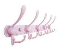 Dseap Coat Rack Wall Mounted - 5 Tri Hooks, Heavy Duty, Stainless Steel, Metal Coat Hook Rail for Coat Hat Towel Purse Robes Mudroom Bathroom Entryway, Pink