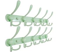 Dseap Coat Rack Wall Mounted - 5 Tri Hooks, Heavy Duty, Stainless Steel, Metal Coat Hook Rail for Coat Hat Towel Purse Robes Mudroom Bathroom Entryway (Green, Pack of 2)